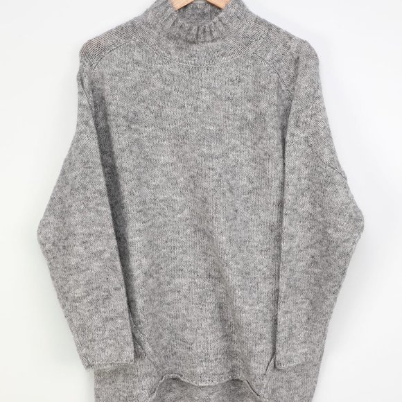 Lulu's Bliss Heather Grey Knit Mock Neck Tunic Sweater - Picture 3 of 6